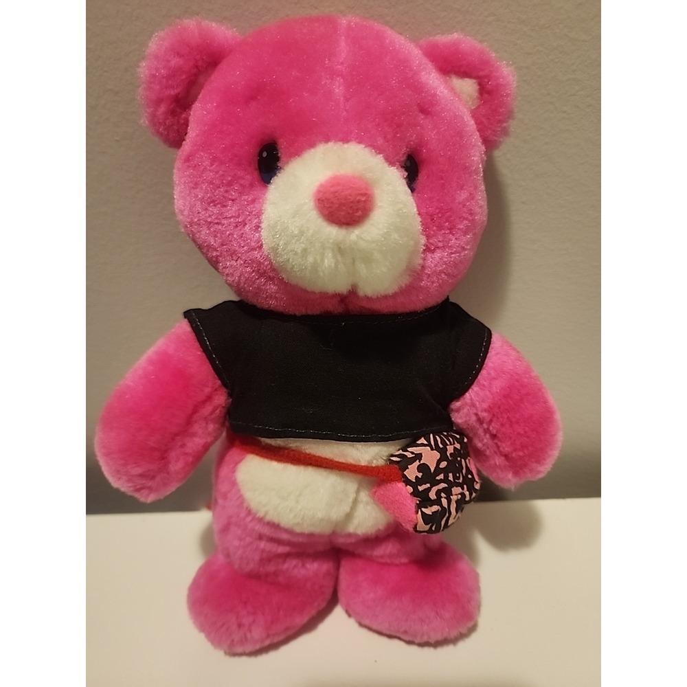VTG HTF NANCO Nancy Sales Plush Bear Fanny Pack Pink Plastic Eye Soft Hanging‎